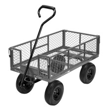 VIVOHOME Hand Trolley 400kg Capacity Durable Transport Cart with 10cm Pneumatic Tires and 180 Rotatable 80cm Handle Heavy Duty Metal Grids for Garde