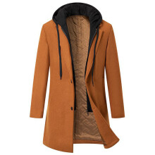Cappotto da uomo elegante in misto lana, stile senza tempo con design classico, cappuccio staccabile per la protezione dalle intemperie, tessuto