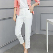 (XXL, white) in the autumn of 2019, the new 9-point pants, women's Harlan trousers, black and white slim fit, middle waist casual Formal Pants
