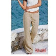 (S) Women Drawstring Long Trousers Wide Leg Pants Casual Pants S-5xl