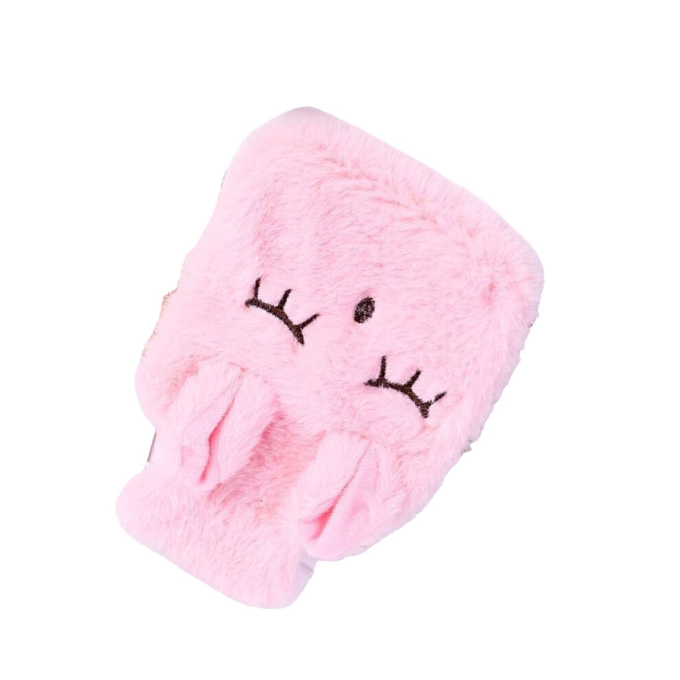 Hot Water Bottle Pink 350ml Plush Cover 13x19cm Explosion Proof Safe