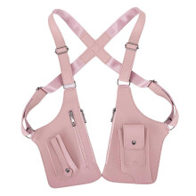 (Pink) Multi-Pocket Leather Chest Sling Bag Hidden Underarm Holster Backpack Armor Shoulder Bag for Men & Women
