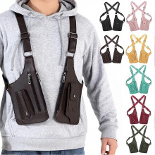 (Black) Men's Anti-Theft Crossbody Bag - Adjustable Shoulder Strap Waterproof Leather Underarm Backpack with Hidden Pocket