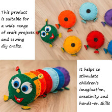 Forudskårne projekter: Gør-det-selv syhåndværk til kreativ leg, lær at sy med nemme instruktioner og sikre nåle, assorteret 15 cm x 15 cm