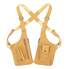 (Yellow) Multi-Pocket Leather Chest Sling Bag Hidden Underarm Holster Backpack Armor Shoulder Bag for Men & Women