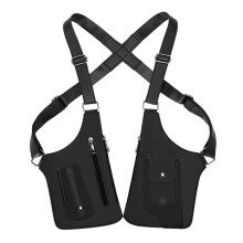 (Black) Multi-Pocket Leather Chest Sling Bag Hidden Underarm Holster Backpack Armor Shoulder Bag for Men & Women