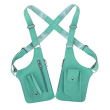(Green) Multi-Pocket Leather Chest Sling Bag Hidden Underarm Holster Backpack Armor Shoulder Bag for Men & Women