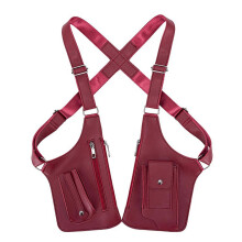 (Red Wine) Men's Anti-Theft Crossbody Bag - Adjustable Shoulder Strap Waterproof Leather Underarm Backpack with Hidden Pocket