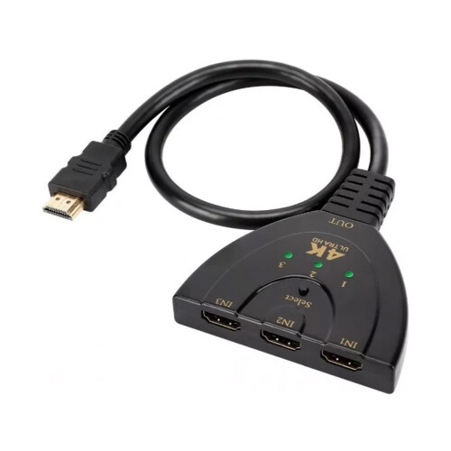 4K 3-Port HD Multimedia Interface Switcher with Status Indicator Black 1