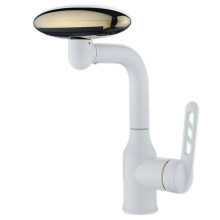 (White) 4-Mode Waterfall Basin Faucet with 360 Degree Swivel Spout - Cold/Hot Water Bathroom Sink Faucet for Vanity & Lavatory