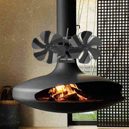 6 Dual Head Fireplace Fan 12 Blades for Energy Saving Heating 2