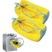 2Pcs Shoes Laundry Bag Shoe Washing Bag for Washing Machine and Dryer, Shoe Cleaning Bag for All Shoe Types and Sizes (2Pcs yellow)