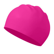 Silikonbadmössa för kvinnor och barn, badmössa med långt hår och elastisk design, vattentät rosa badmössa för flickor, pooltillbehör för