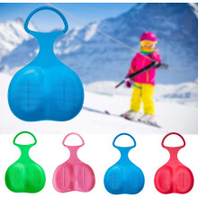 Portable Sled for Winter Fun, Beach Toys Set Snow and Sand Riding Mat with Sunken Seat Design Non-Slip Surface, Oversized Handle Arcuate Grip for Snow