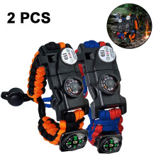 Survival Paracord Bracelet Outdoor Tactical Gear Fire Starter Upgrade Compass Emergency Whistle Military Grade Strength Adjustable Height Waterproof S