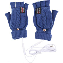 Luvas aquecidas USB para mãos quentes no inverno, luvas de meio dedo com aquecimento dupla face e proteção para os dedos, aquecedores de mãos