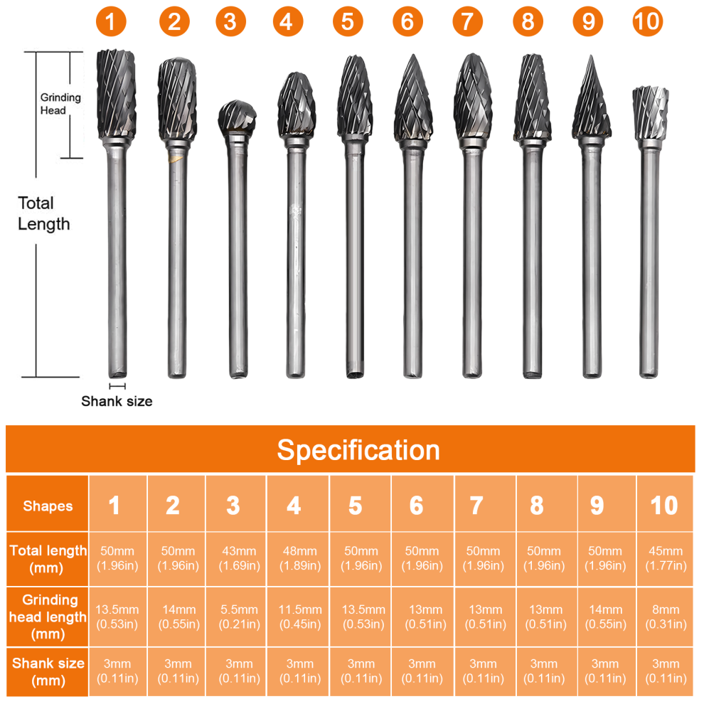 Craftsmanship Rotary Files, Double-Cut Carbide Rotary Burrs For Die Grinder Drill Bit, Versatile Use In Metalwork Woodworking Deburring, Heat-Treated 9173940428140