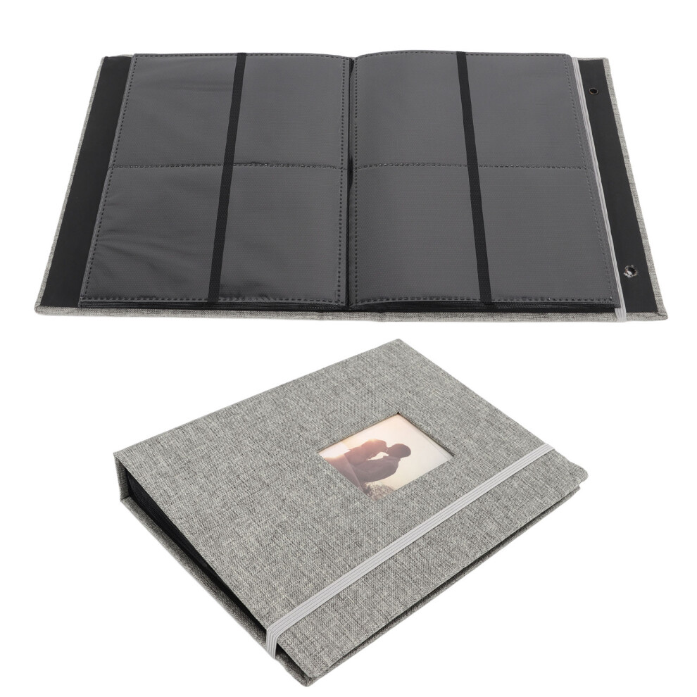 Mini 3In Photo Album Cotton Hemp Woven Shell 208 Pockets Grey 7601371054741