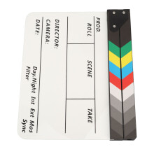 Colorful Acrylic Director Clapperboard w/ Pen Slot & Eraser for TV Shooting