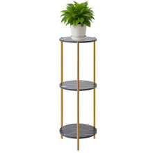 NICEME 90 cm Tall Plant Pot Stand Rack Corner Shelf, Cake Table Tall Side End Table for Living Room, Indoor (Black, Round 3 Tier)