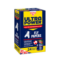 Zero In ZER508 Ultra Power Fly Papers (Poison-free, Kills Insects, Use in Homes, Outbuildings and Commercial Premises), Pack of 24, 5x9.5x15.5 cm (Pa