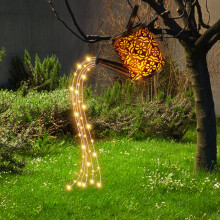 Topoler Solar Watering Can with LED String & Cascading Lights, Retro Metal Fairy Lights Outdoor (with Bracket)