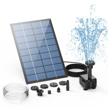 AISITIN Solar Fountain Pump, 2.5W Solar Powered Water Pump Solar Panel Kit Water Pump Submersible Pump Solar Powered Water Feature with 6 Nozzles and