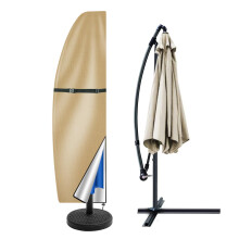 Teynewer Parasol Cover Waterproof, Cantilever Parasol Protective Cover with Telescopic Pole and Zipper Fit for 1 to 3 m Large Umbrella Patio Parasol