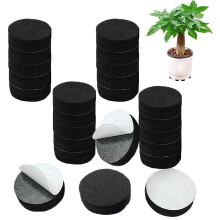 40Pcs Plant Pot Feet,Pot Feet for Outdoor Plant Pots,Non-Slip with Strong Self Adhesive Pads Round Black Flower Pot Feet Risers for Indoor and Outdoo