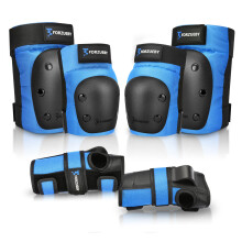 Forzueby Adult/Kids Knee Pads Elbow Pads Wrist Guards 6 in 1 Protective Gear Set for Inline Roller Skating Skateboarding Scooter BMX etc
