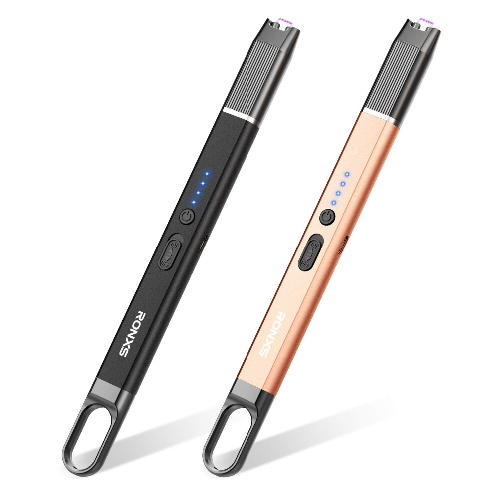 Ronxs 2 Pack Usb Electric Arc Lighter Rechargeable Windproof Flameless Multipurpose Modern Multicolor Plastic Lighter