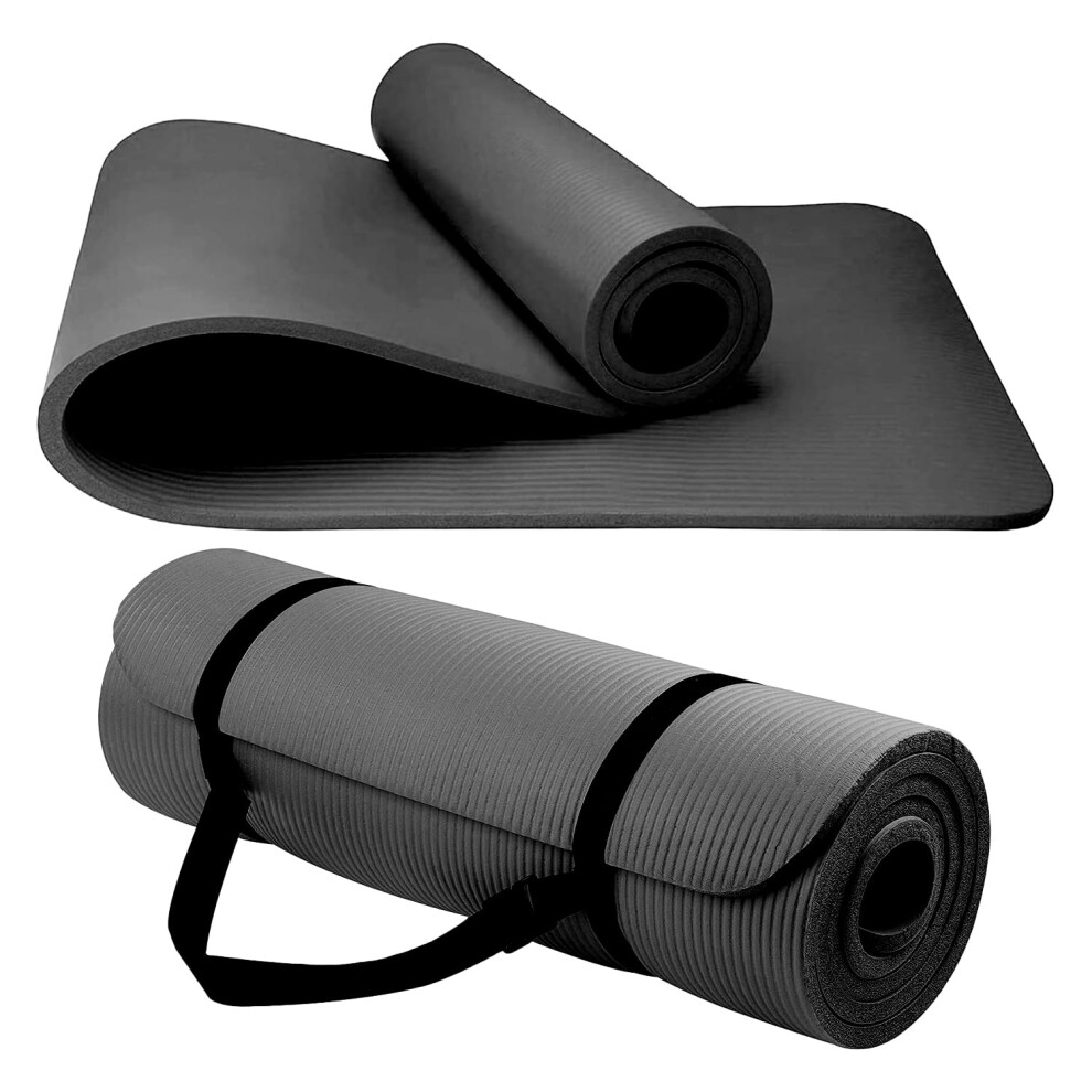 Photos - Yoga  Mat Unisex Non-Slip Thick Foam Fitness Exercise Mat  Comes with Carrying Strap Lightweight Home Gym Workout Equip(10mm)