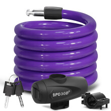 SPGOOD 1200mm/12mm Bike Lock with Mounting Bracket, Steel Cycling Cable Lock, High Security, Lightweight Coiling Cable Lock for Bike, Scooter, Skateb