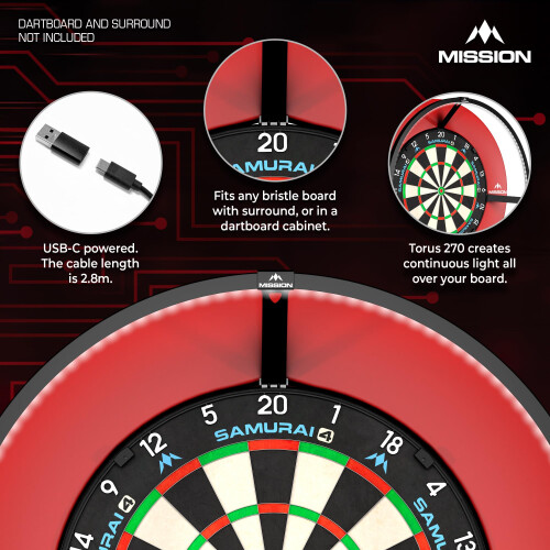 Mission Darts  Torus 120  Bright White LED  Dart Board Lighting System  Po 2