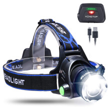 KINGTOP Head Torch Rechargeable, LED Waterproof Headtorch with USB Rechargeable Internal Lithium Battery