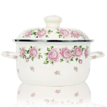 3QT Retro Flower Enamel Stockpot - Induction Compatible, Dishwasher Safe, Perfect for Soups, Stews & Gifts