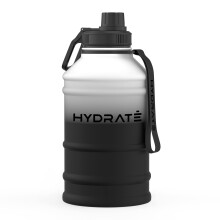 HYDRATE Stainless Steel 2.2 Litre Water Bottle - Black - Gym, Running, Cycling - Leak-Proof, BPA Free