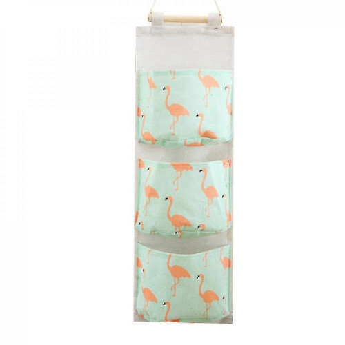 (Green) Fashion three-pocket storage hanging bag