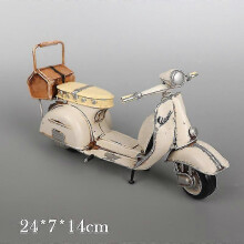 (White) Vespa Scooter Model Vintage   Motor Car Die-Cast Static Model Gift For Kids Fans