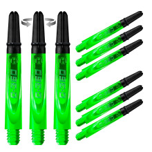 Harrows Darts 3 x Sets of Carbon 360 Dart Stems - 9 Dart Shafts in Total - Available in 3 sizes - Tough Carbon Composite - Medium Green