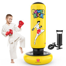 QPAU Larger Punching Bag for Kids, 66" Inflatable Boxing Bag (Yellow)
