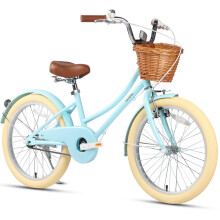 Glerc Little Molly 20 Inch Kids Girls Bike for 7 8 9 10 11 12 13 Years Old Little Girls Retro Vintage Style Bicycles with Wicker Basket, Kickstands a