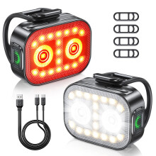 Rolgno Super Bright Bike Lights, Ultra-Slim & Lightweight Rechargeable Bike Lights Front and Back, [5+6 Modes] Dual USB-C Bike Light Set, IP65 Waterp