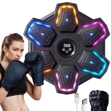 Music Boxing Machine with Gloves-Wall Mounted Smart Music Boxing Target with 9-Level Speed & Mode Adjustment,Training Punching Equipment with LED Dis