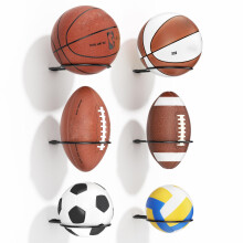 Basketball Holder Wall Mount: 6 pcs Ball Wall Storage Rack for Display, Wall Mount for Basketball, Soccer Ball, Volleyball, Football, Rugby, Holder a