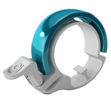 Knog Oi Classic Small Klein Fahrrad Klingel 22,2mm Bike Bell Glocke Design Slim MTB Laut Ringförmig, KNCS, Farbe Weiß Petrol