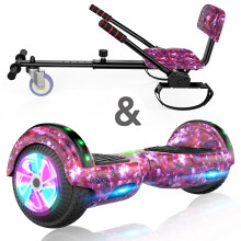 SISIGAD Hoverboards with Hoverkart, 6.5 Inch Overboard and Kart with Bluetooth-Music,LED-Flashing Wheel, Hoverboards Gift for Children
