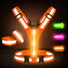 Led Light Up Running Vest Reflective Vest for runners night walking, Rechargeable LED Reflective Running Vest High Visibility with Adjustable Waist/S