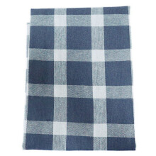 Mediterranean Plaid Striped Cotton Dinner-White grid on blue b
