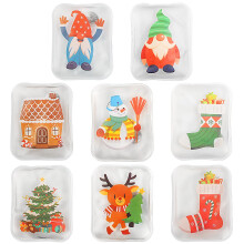 Hand Warmers Reusable, Anstore 8pcs Christmas Handwarmers with Colorful Christmas Elements Little Cute Hand Warmers - 100x80mm Square Pocket Warmers